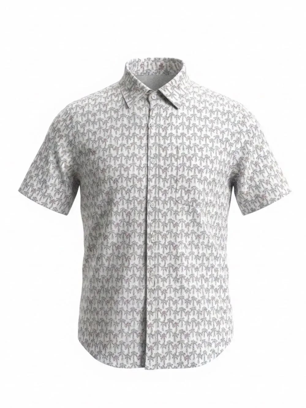 Vineyard Vines Men's Short Sleeve Palm-Print Button-Up Shirt White/pink size XL